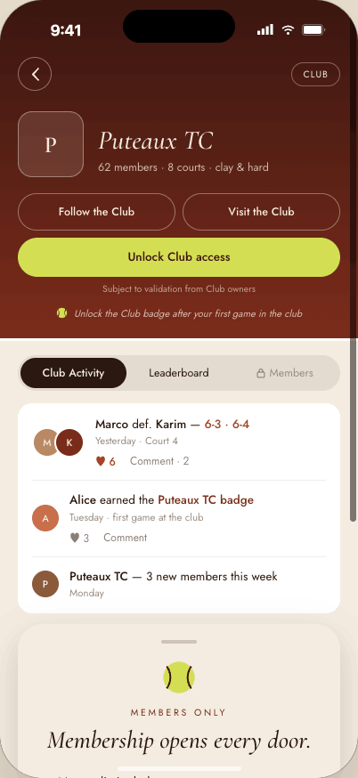 Club page preview
